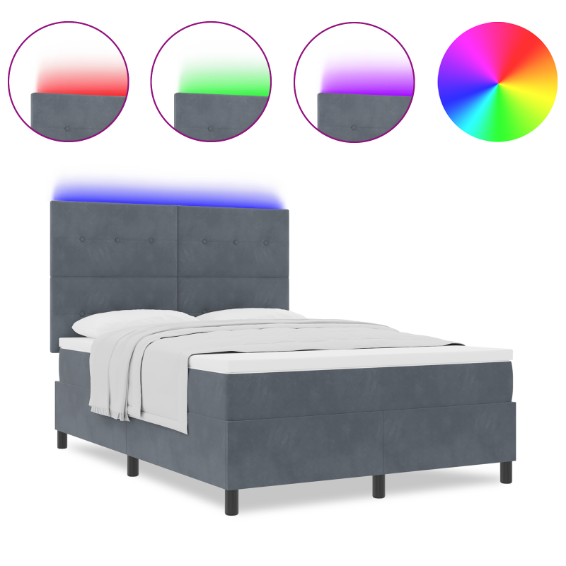 Boxspringbett mit Matratze & LED Dunkelgrau 160x200 cm Samt