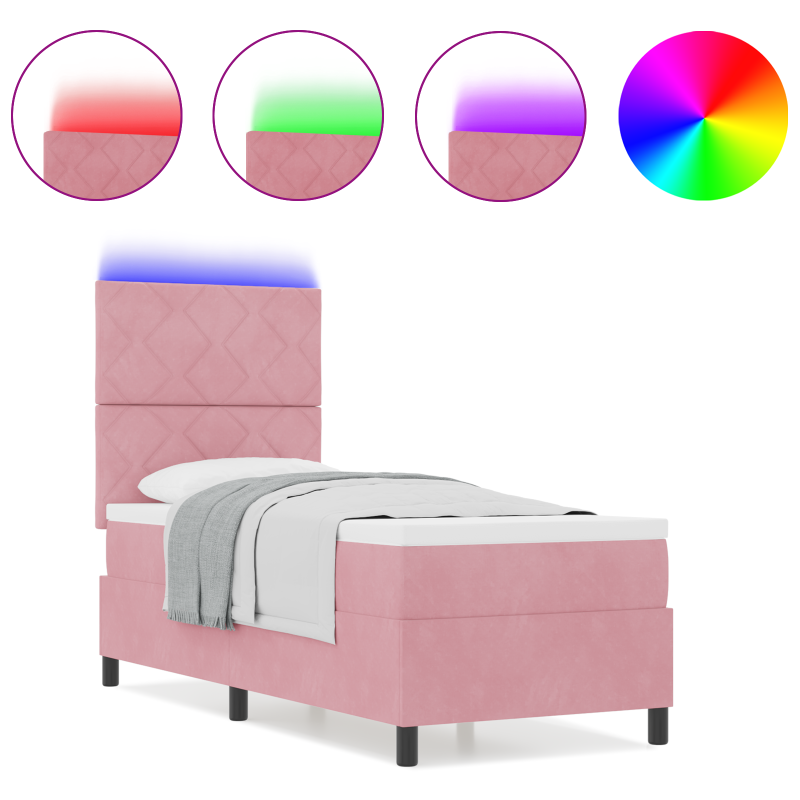 Boxspringbett mit Matratze & LED Rosa 80x200 cm Samt