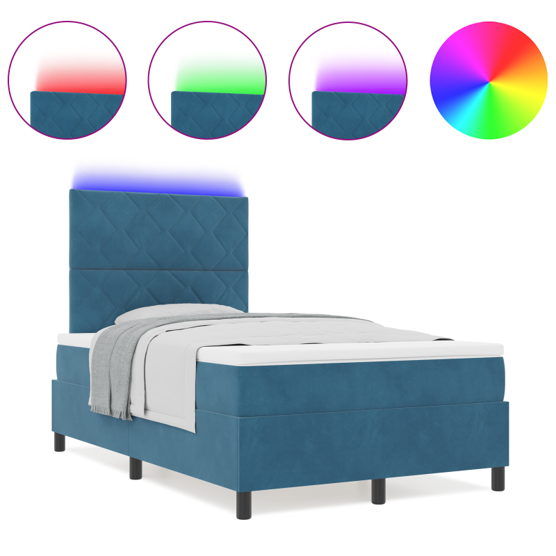 Boxspringbett mit Matratze & LED Dunkelblau 120x200 cm Velvet