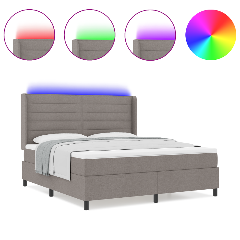 Boxspringbett mit Matratze & LED Taupe 180x200 cm Stoff