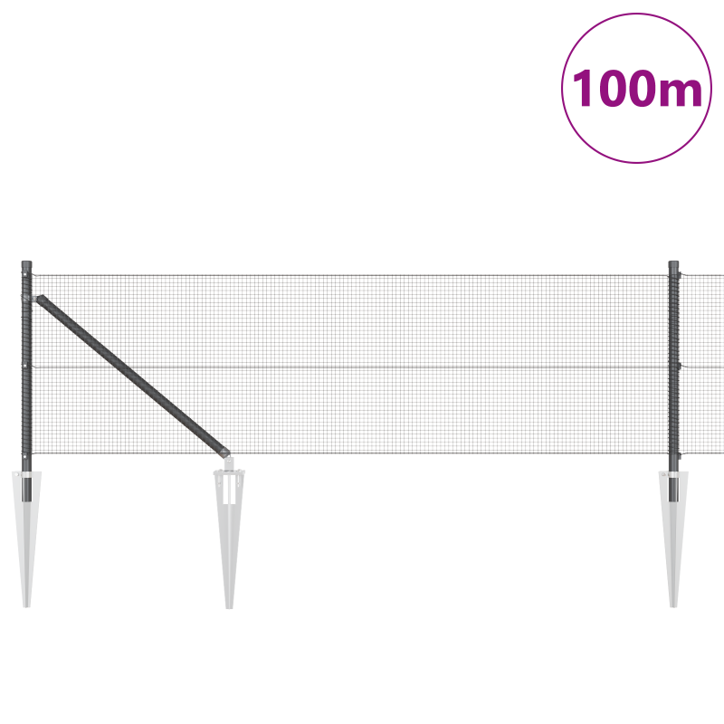 Schutzzaun mit 13 Spike-Posts Grau 0,8x100 m Stahl