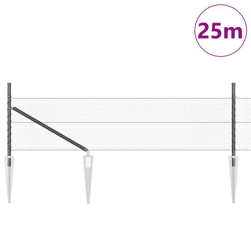 Sechseckzaun Grau 0,8x25 m Stahl