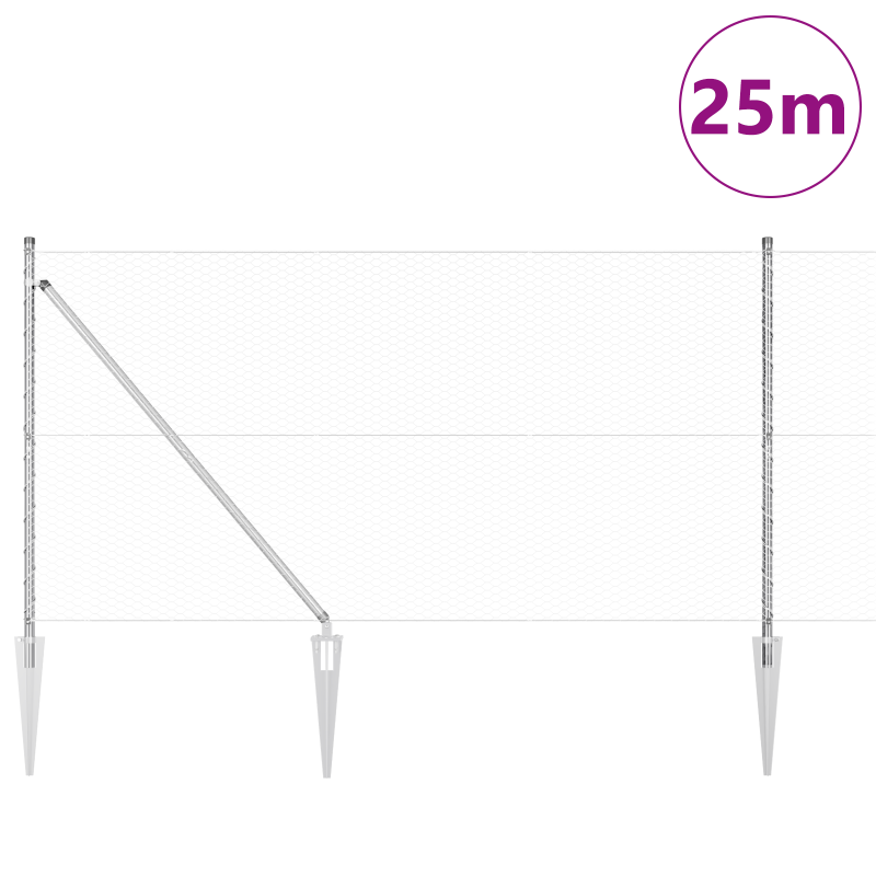 Zaunset Set von 2 Feuerverzinkter Stahl 25 x 1,2 m