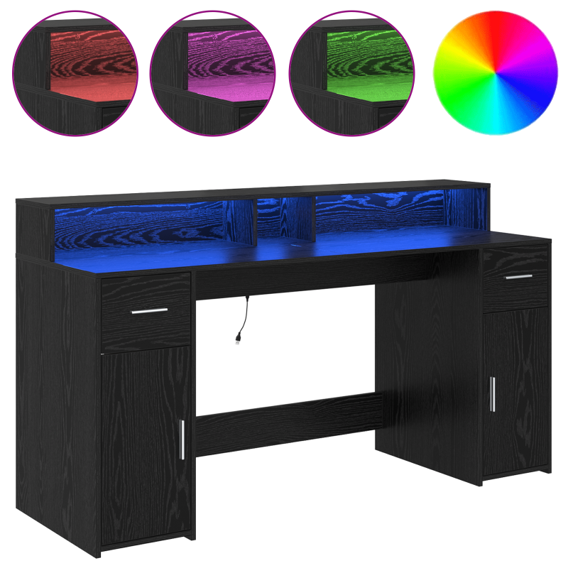 Schreibtisch Schwarz Eiche 160x55x91 cm Holzwerkstoff