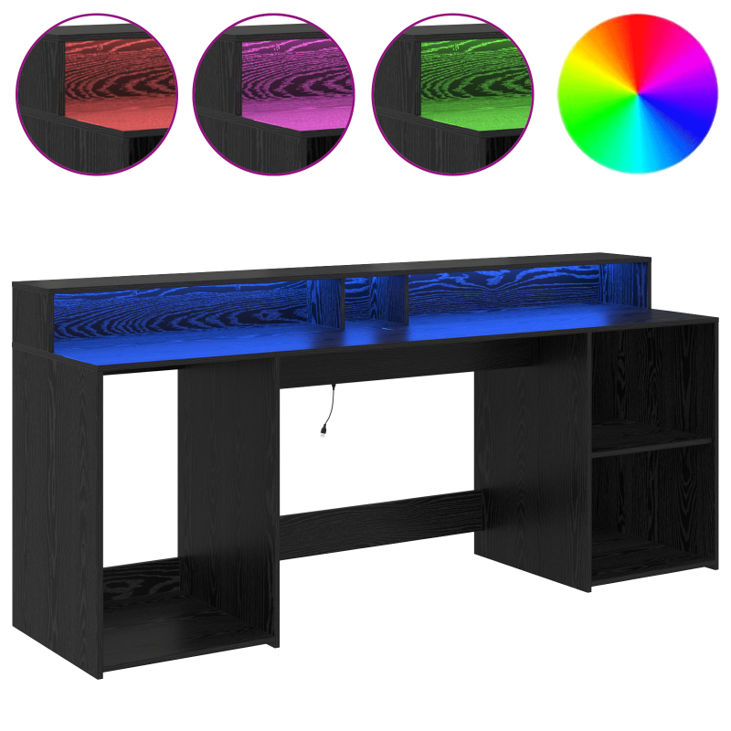 Schreibtisch Schwarz Eiche 200x55x91 cm Holzwerkstoff