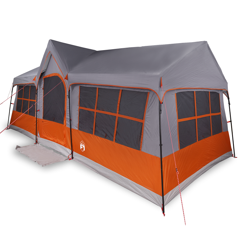 Campingzelt mit Fenstern Grau und Orange 12-Personen Wasserdicht