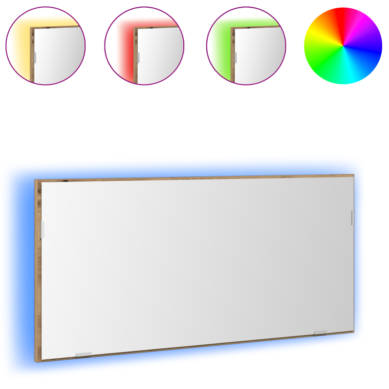 Badezimmer Spiegelschrank mit LED Licht Handwerks Eiche 80x37 cm