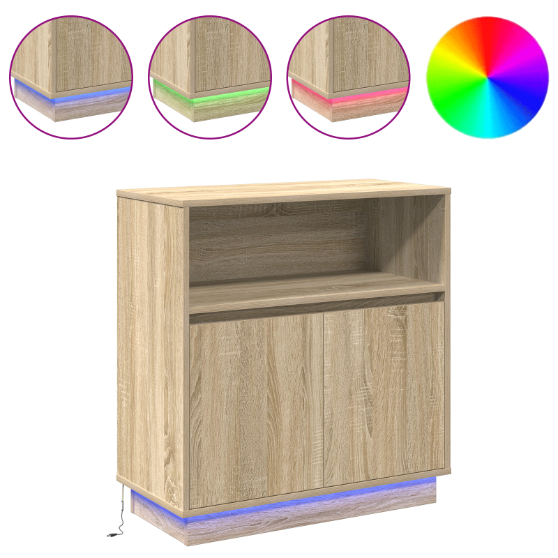 Sideboard mit LED Sonoma Eiche 71x34,5x75 cm Spanplatte