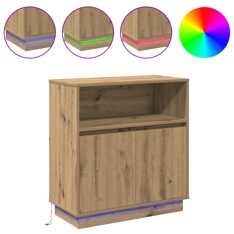 Sideboard mit LED Artisan Eiche 71x34,5x75 cm Holzwerkstoff