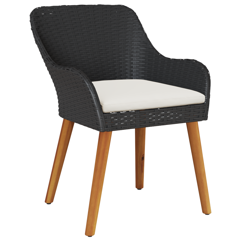 7-teiliges Garten Essgruppe Schwarz Poly-Rattan