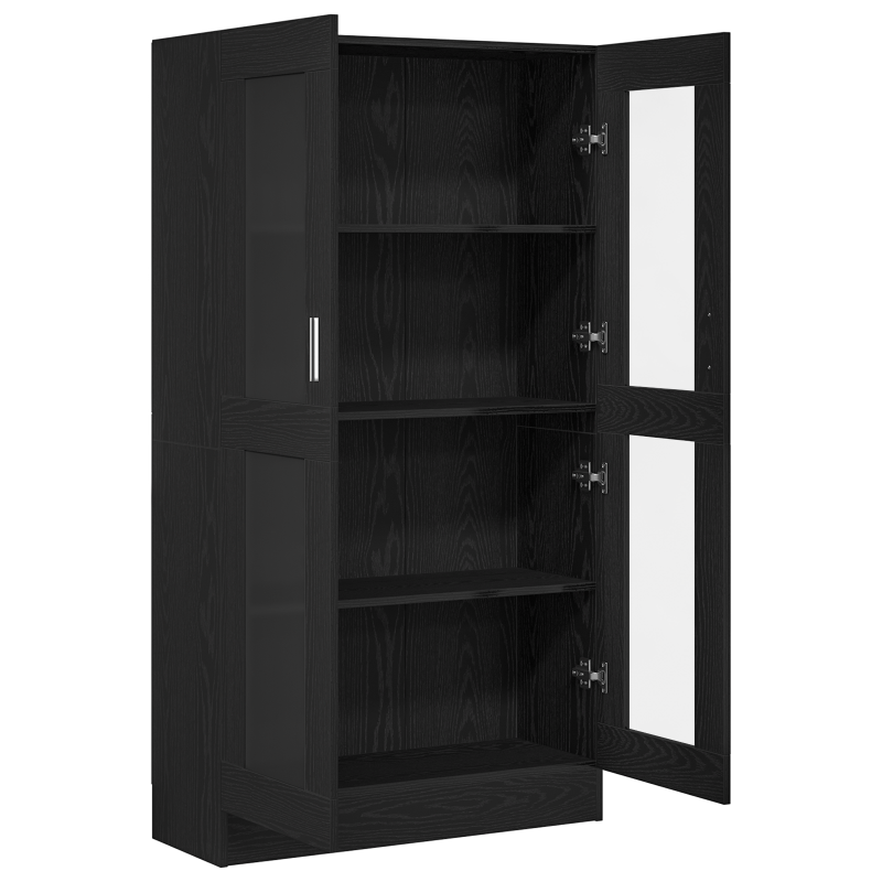 Bücherregal Schwarz Eiche 82,5x30,5x150 cm Holzwerkstoff
