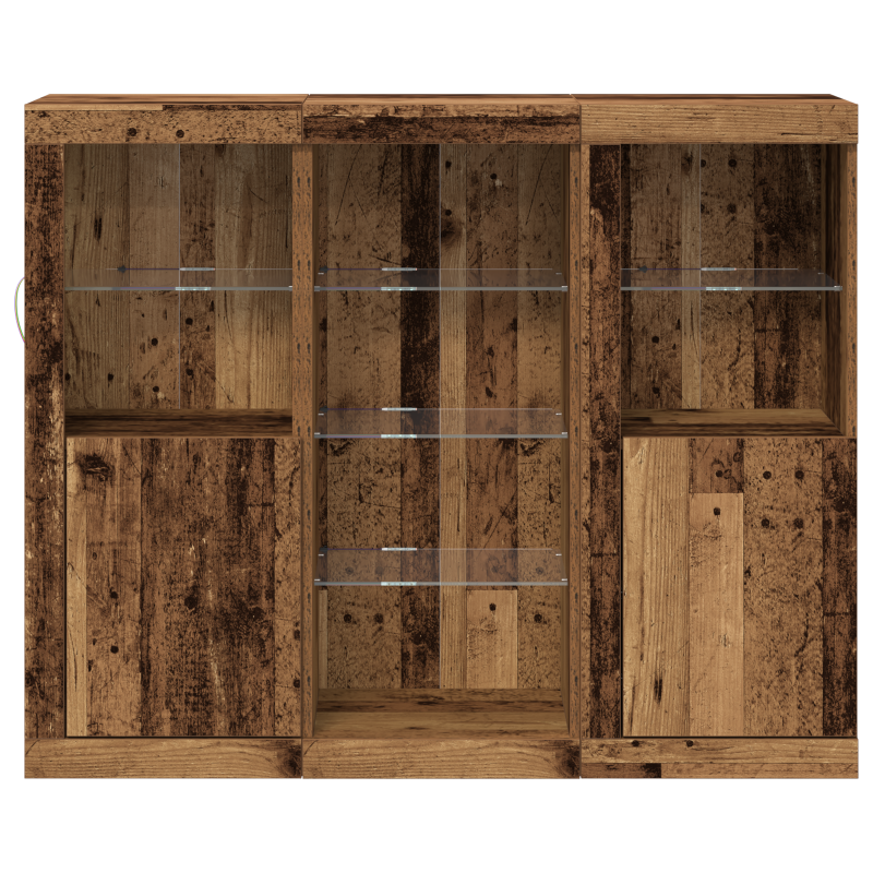 Sideboard mit LED Lichtern Altes Holz 123x37x100 cm Holzwerkstoff