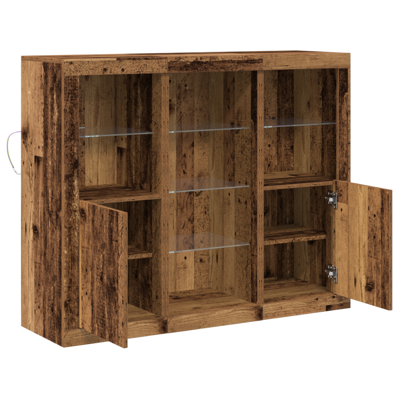Sideboard mit LED Lichtern Altes Holz 123x37x100 cm Holzwerkstoff