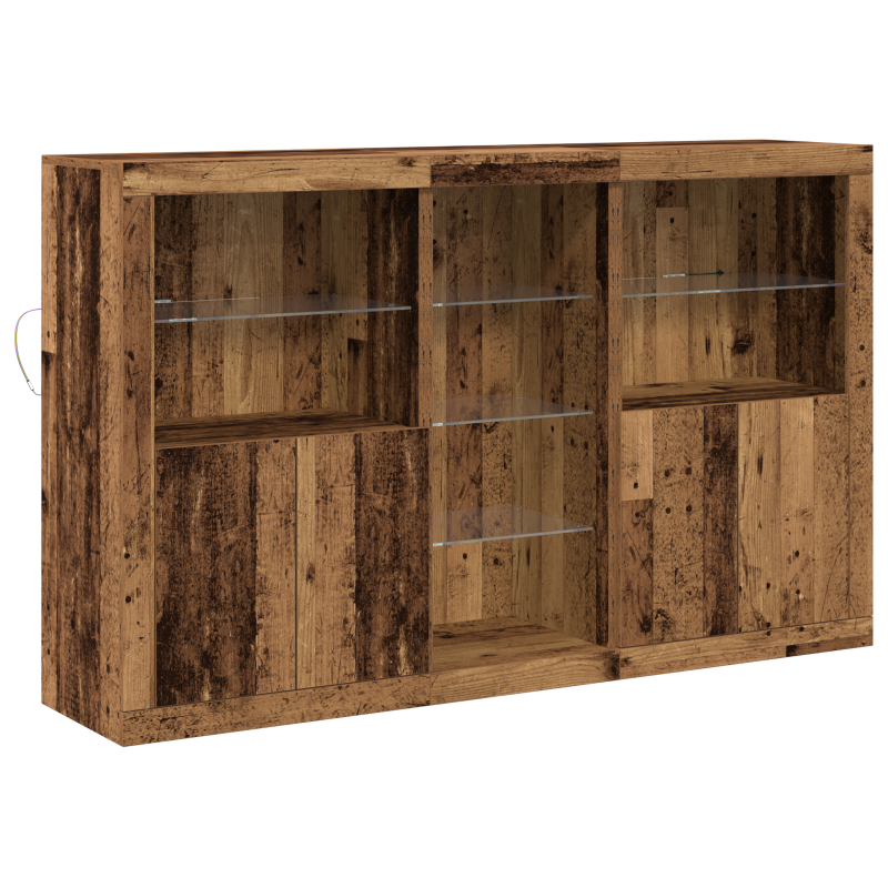 Sideboard mit LED-Lichtern Altes Holz 162x37x100 cm MDF