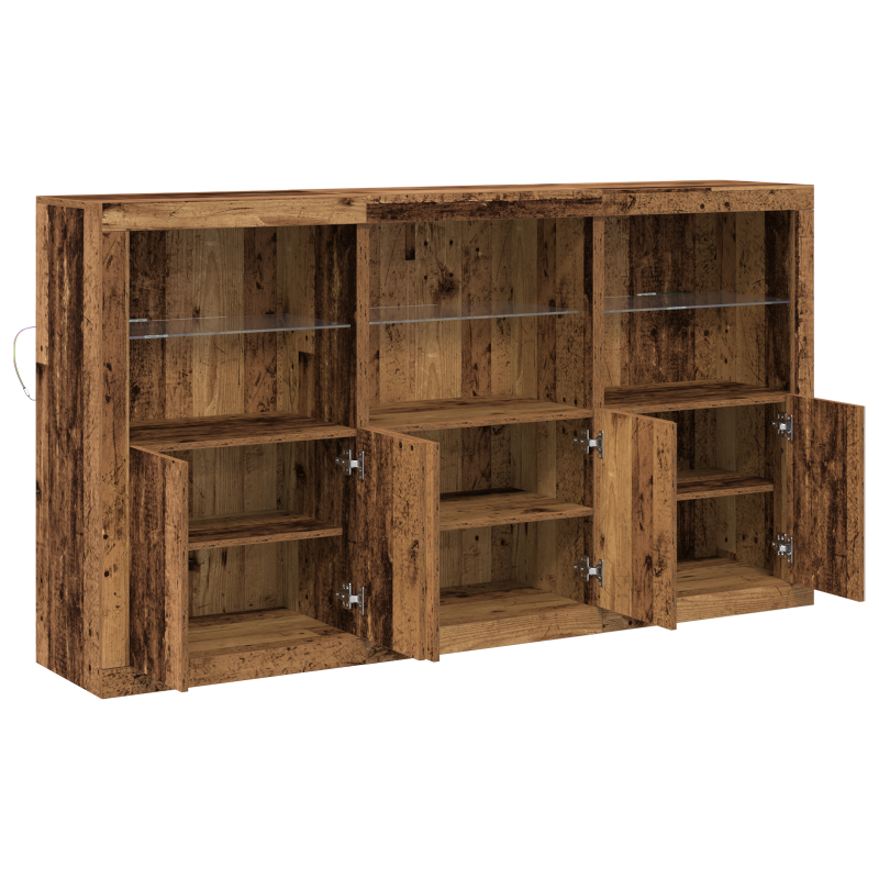 Sideboard mit LED-Lichtern Altes Holz 162x37x100 cm MDF