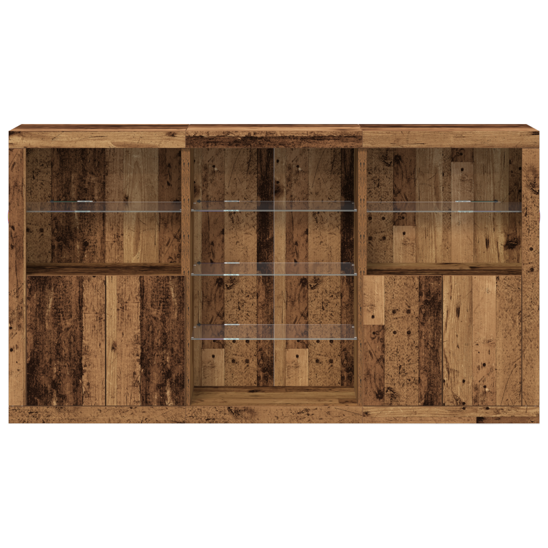 Sideboard mit LED Lichtern Altes Holz 181.5x37x100 cm Holzwerkstoff
