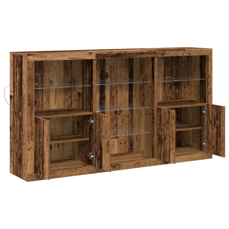 Sideboard mit LED Lichtern Altes Holz 181.5x37x100 cm Holzwerkstoff
