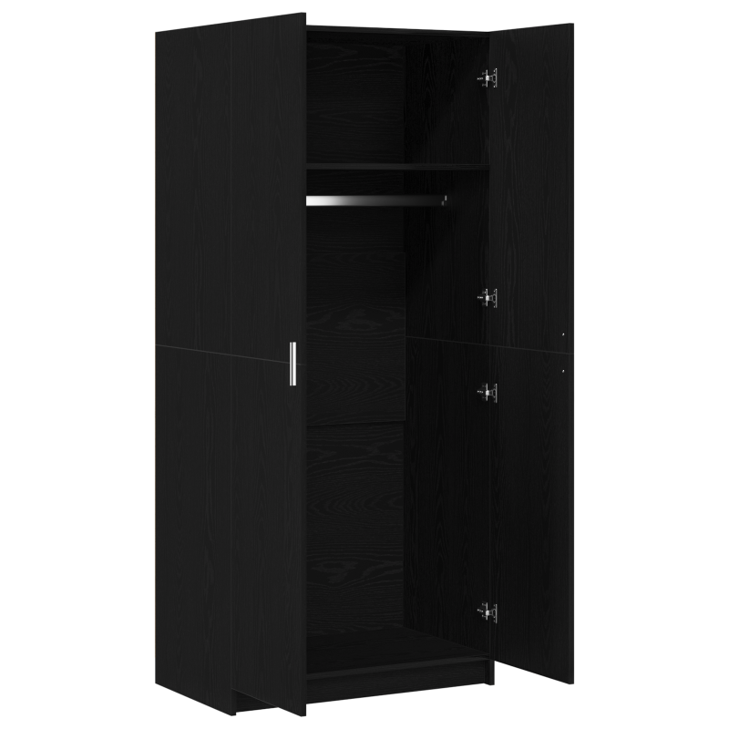 Kleiderschrank Schwarz Eiche 80x51x180 cm Werkstoff