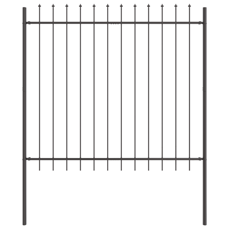 Gartenzaun mit Speerspitze grau 3,4 x 1,5 m aus Stahl
