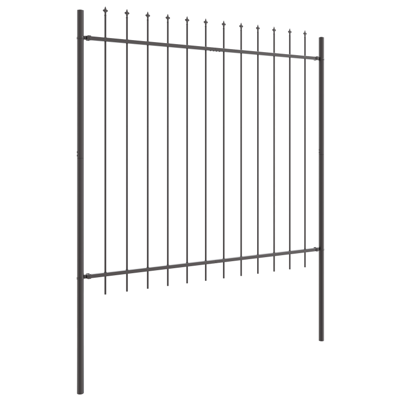 Gartenzaun mit Spitzen Grau 10,2x1,5 m aus Stahl