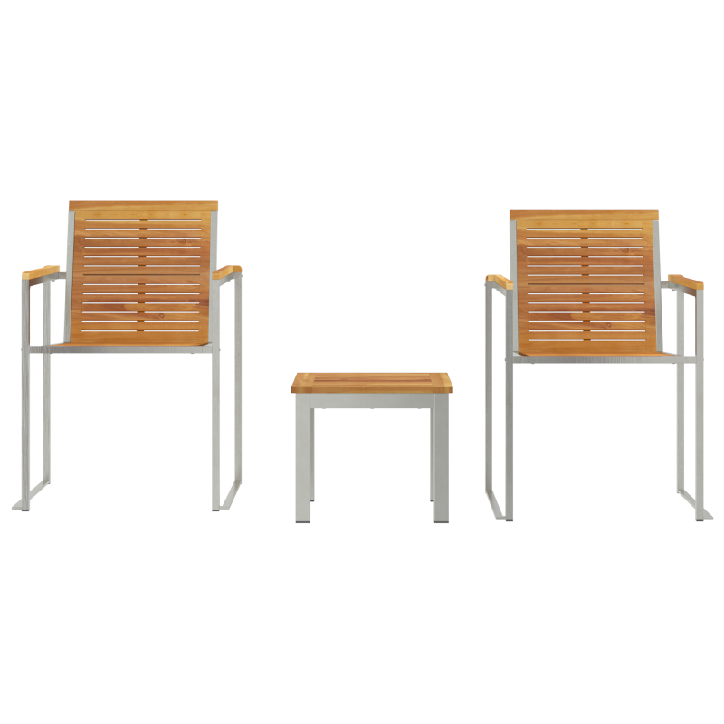 3-teiliges Sonnenliegenset mit Gartenstühlen aus solidem Teakholz