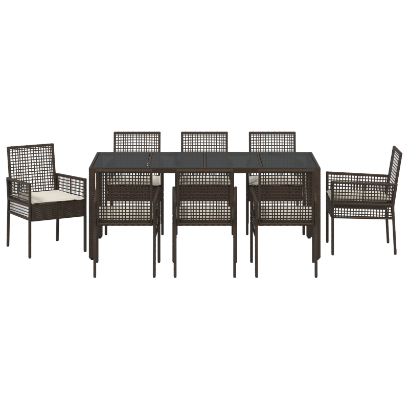 9-teiliges Garten-Esszimmer-Set Braun Poly Rattan
