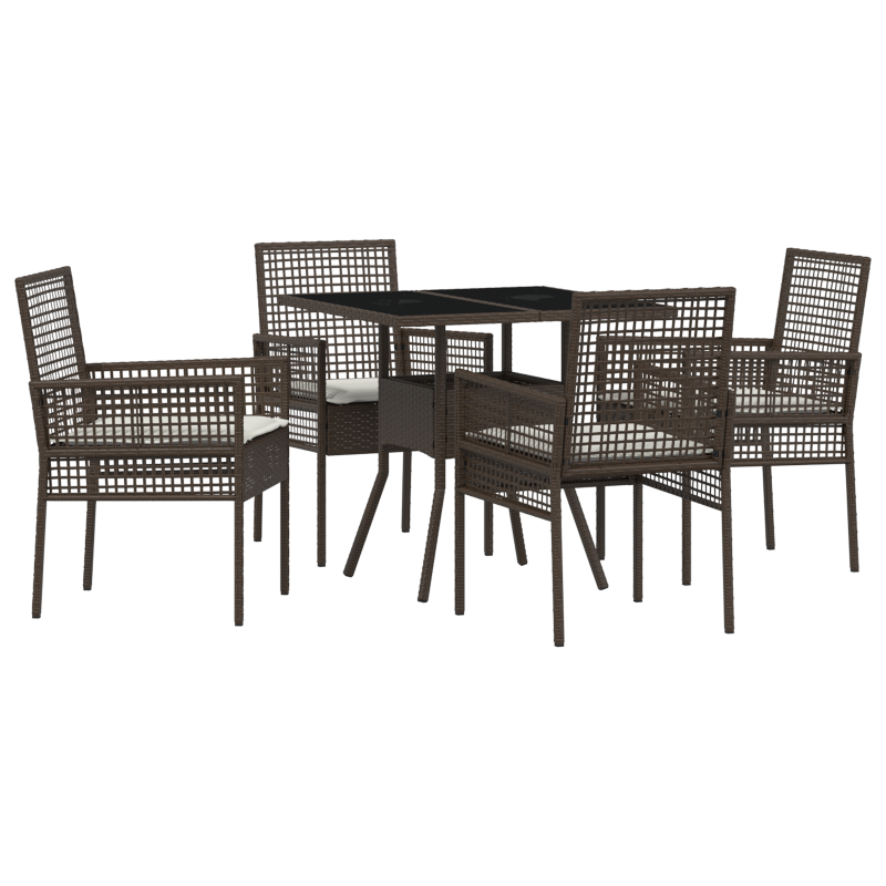 5-teiliges Garten-Esszimmer-Set Braun Poly Rattan