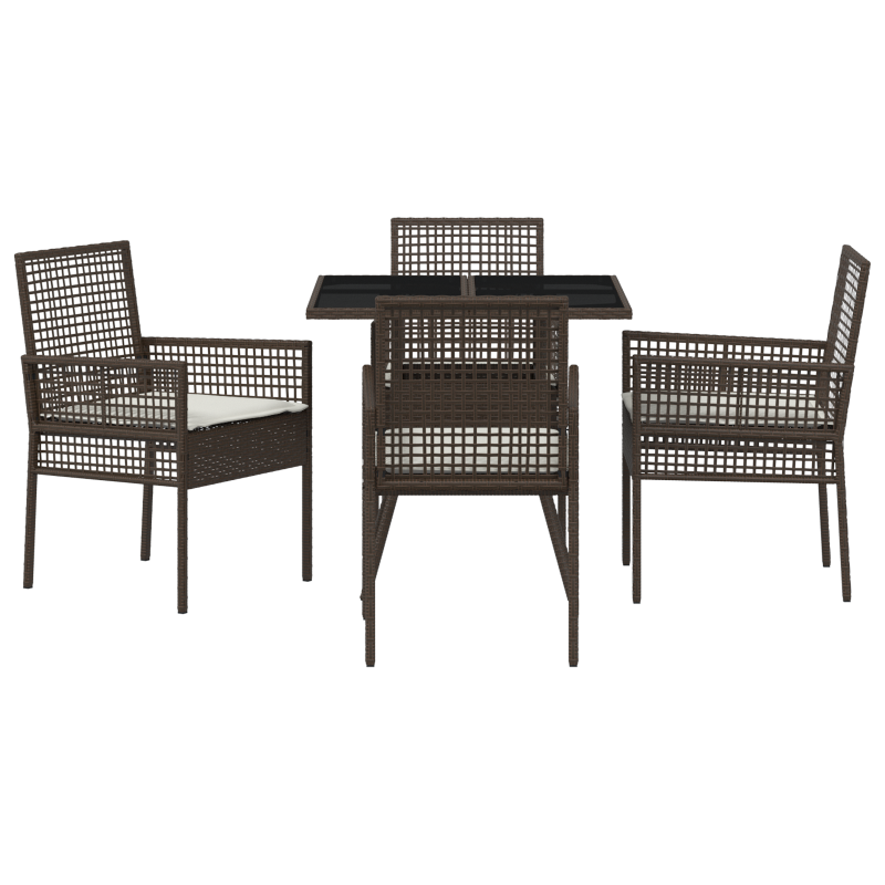 5-teiliges Garten-Esszimmer-Set Braun Poly Rattan