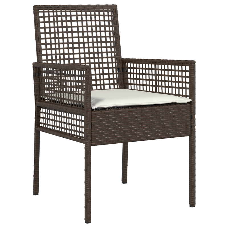 3-teiliges Garten Bistro Set mit Kissen Braun Poly Rattan