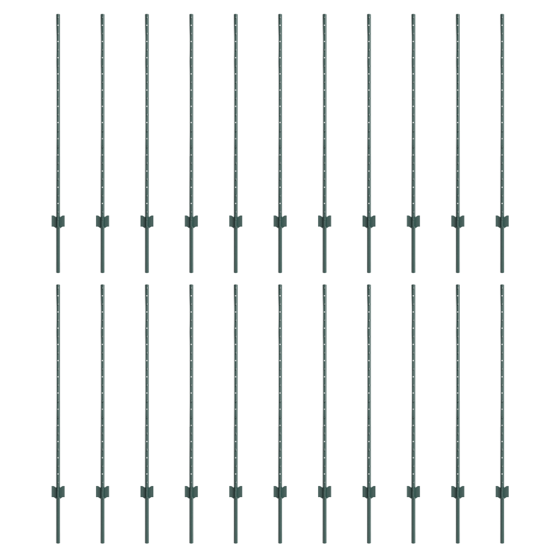 Zaunpfähle 22 Stück U-Kanal Grün 160 cm Stahl
