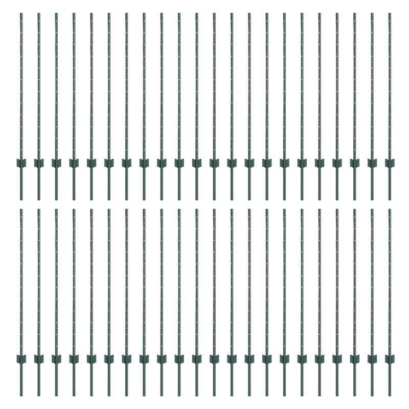 Zaunpfosten 44 Stück U-Kanal Grün 160 cm Stahl