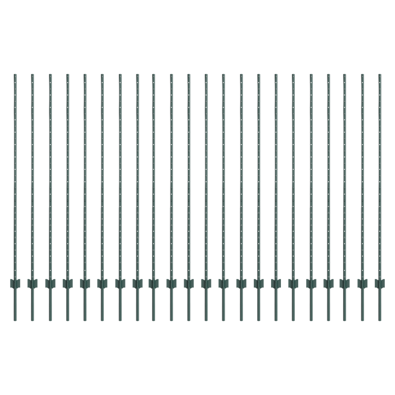 Zaunpfosten 22 Stück U-Profil Grün 200 cm Stahl