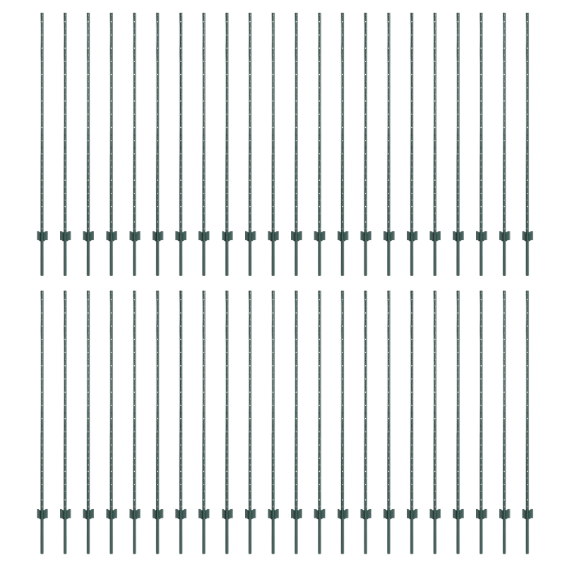 Zaunpfosten 44 pcs U-Kanal Grün 200 cm Stahl