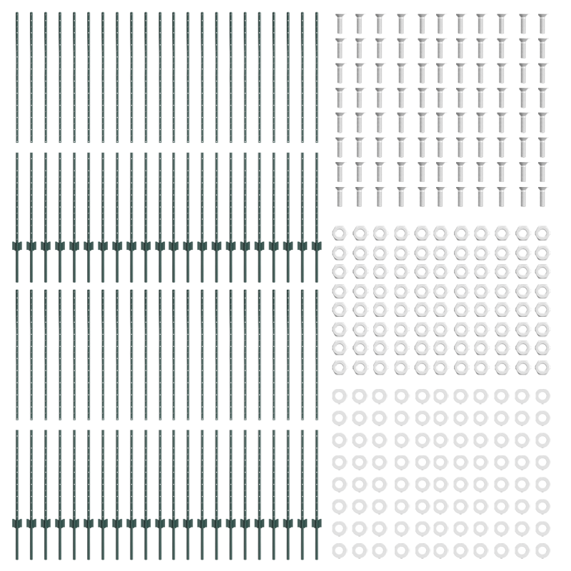 Zaunpfosten 44 pcs U-Kanal Grün 200 cm Stahl