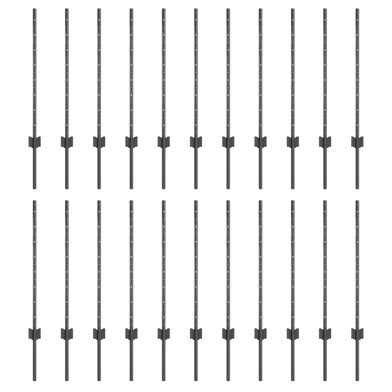 Zaunpfosten 22 Stück U-Kanal Grau 120 cm Stahl