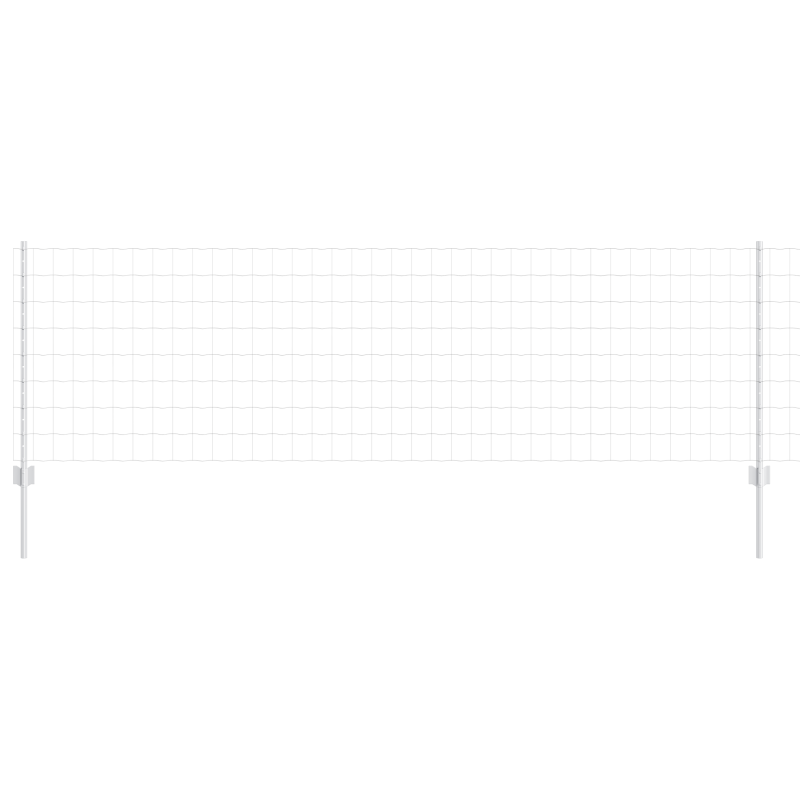 Euro Zaun mit 5 U Pfosten Silber 0,8x10 m Stahl