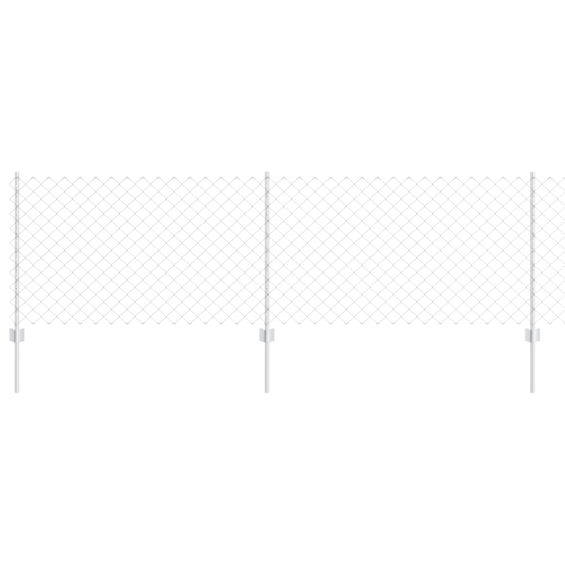 Drahtzaun mit 10 U-Posten Silber 0.8x10 m Stahl