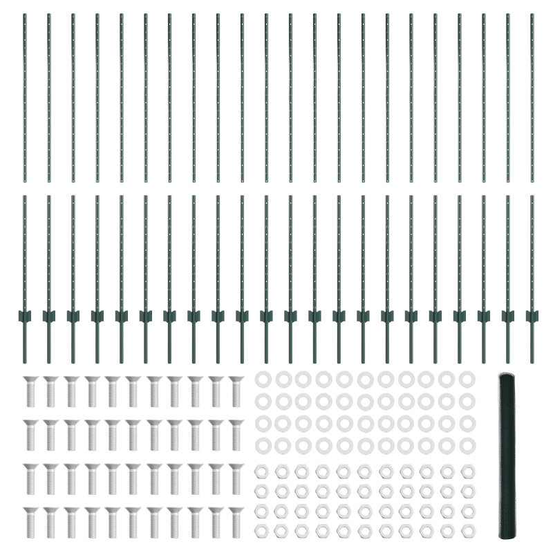 Zaunpfosten 11 Teile U-Profil Grün 150 cm Stahl