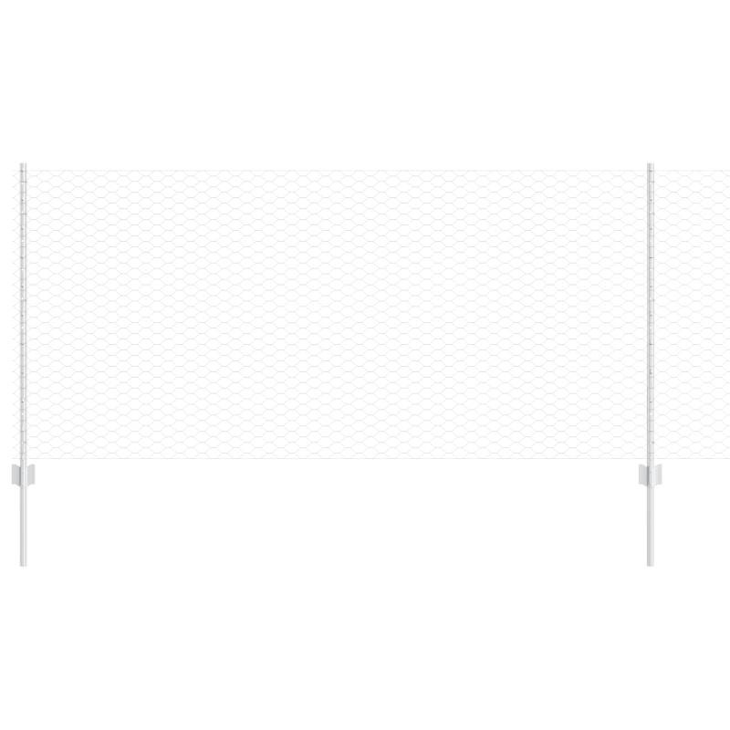 Sechseckzaun mit 22 U-Pfosten Silber 1x25 m Stahl