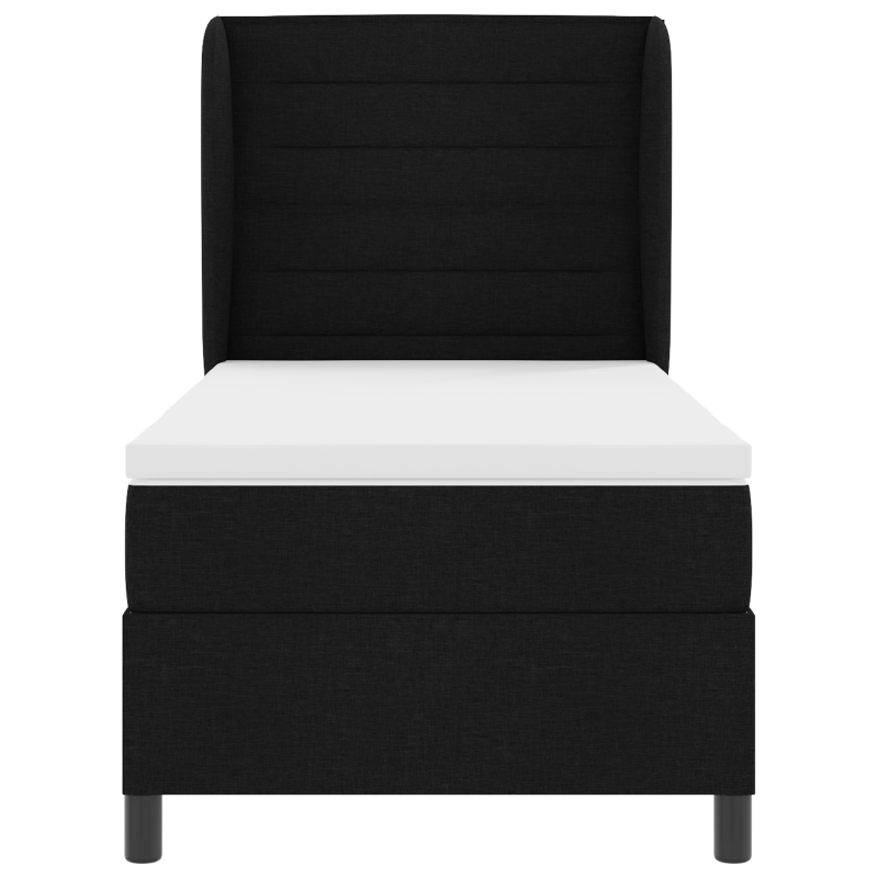 Boxspringbett mit Matratze - Schwarz, 90x190 cm, Stoff