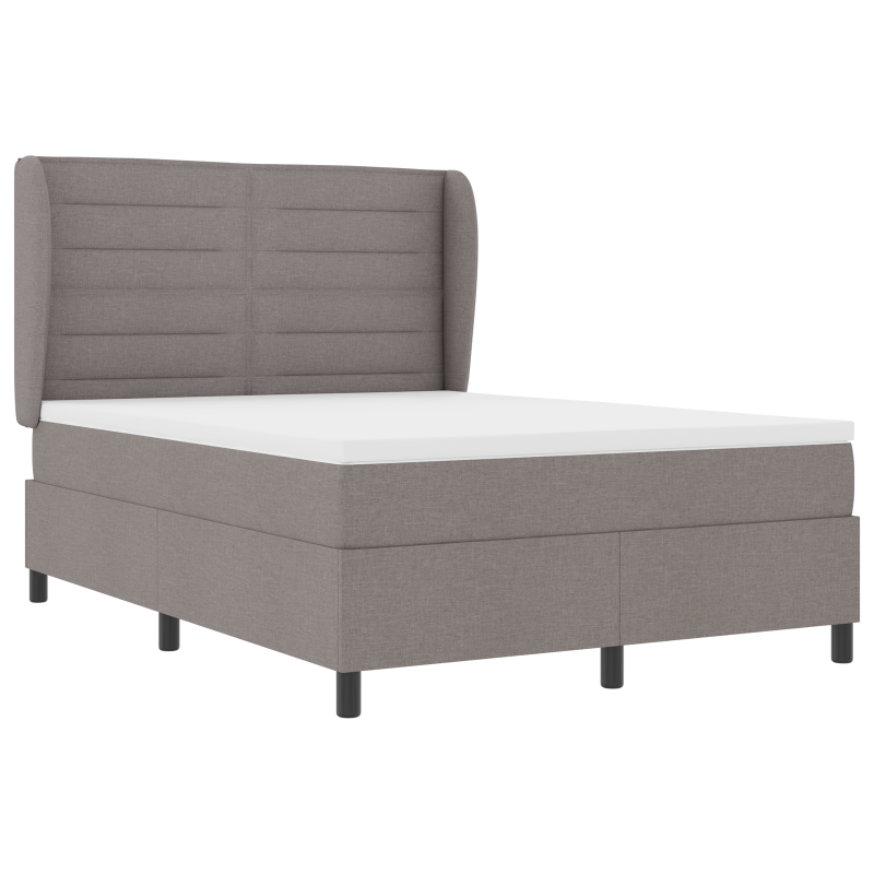 Boxspringbett mit Matratze in Taupe, 140x190 cm Stoff