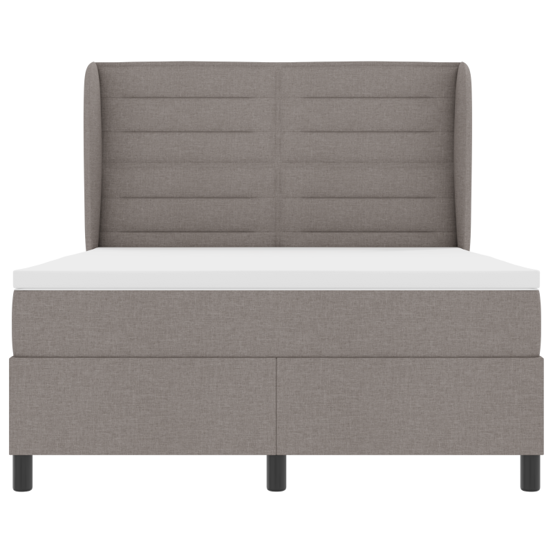 Boxspringbett mit Matratze in Taupe, 140x190 cm Stoff