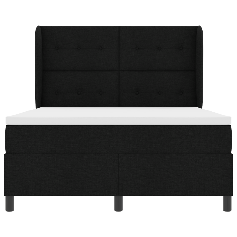 Boxspringbett mit Matratze in Schwarz, 140x200 cm Stoff