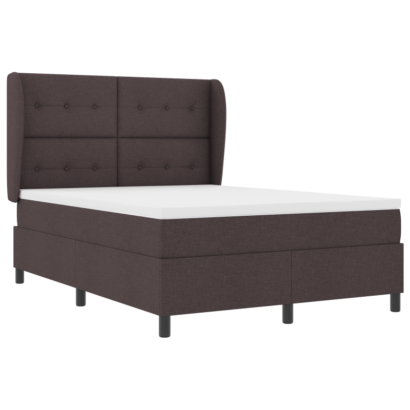 Boxspringbett mit Matratze - Dunkelbraun, 140x200 cm, Stoff
