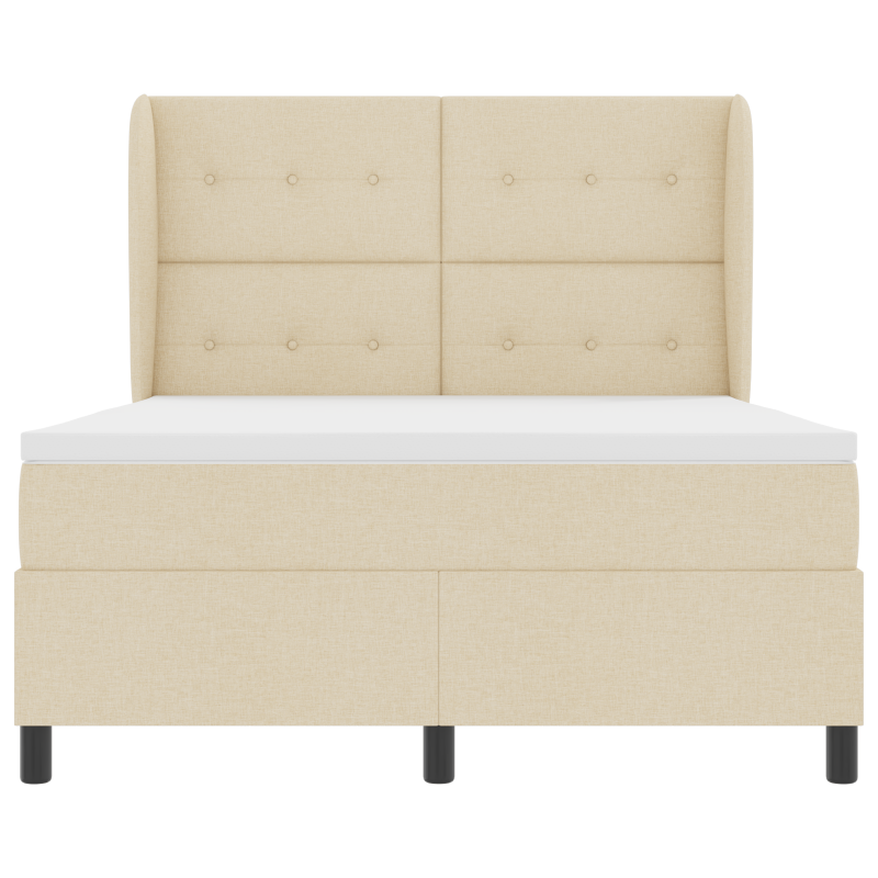Boxspringbett mit Matratze - Creme, 140x200 cm, Stoff
