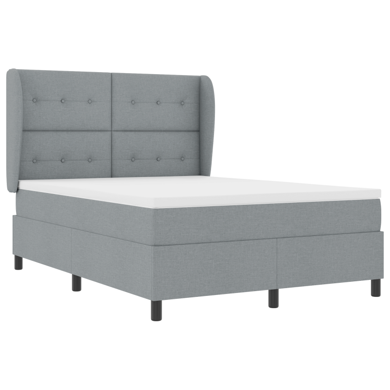 Boxspringbett mit Matratze in Hellgrau, 160x200 cm, Stoff
