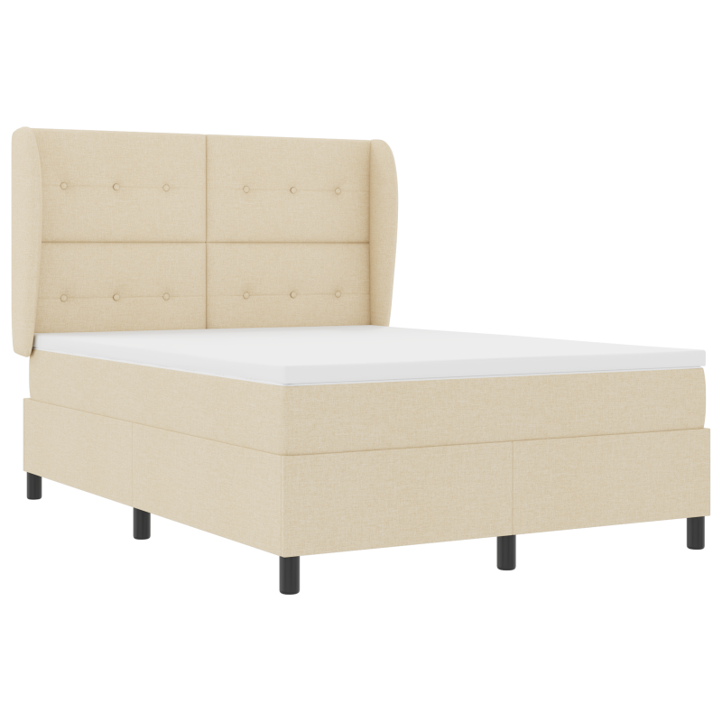 Boxspringbett mit Matratze in Creme, 160x200 cm Stoff