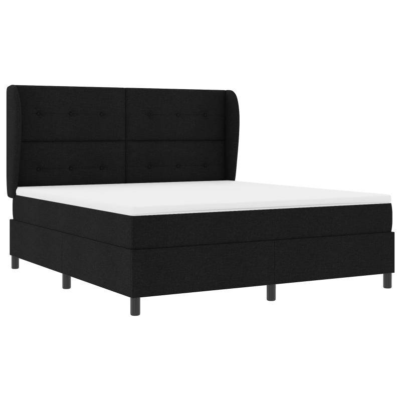 Schwarzes Boxspringbett mit Matratze, 180x200 cm, Stoff