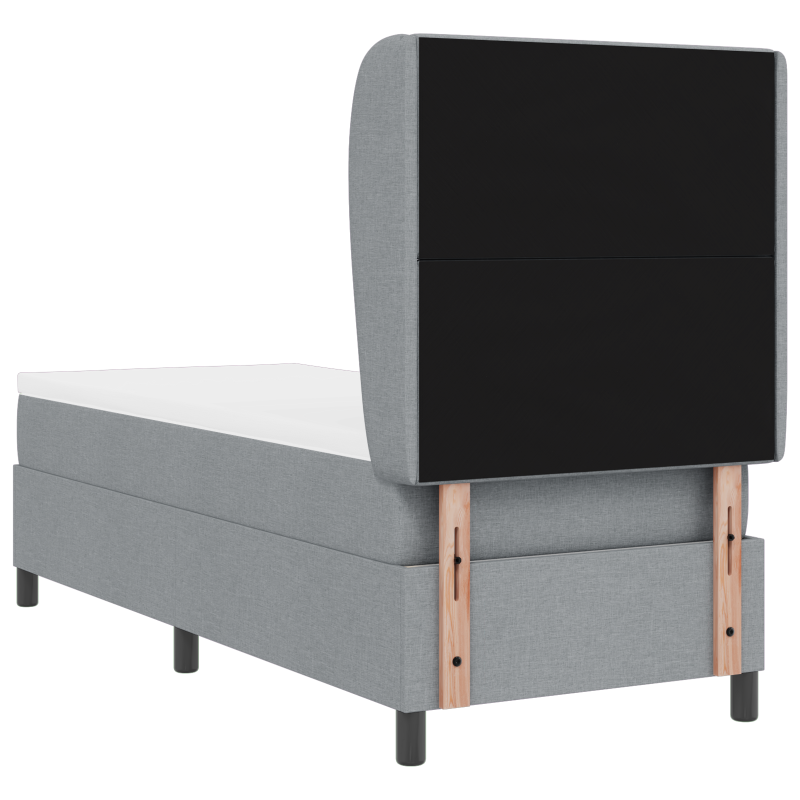 Boxspringbett mit Matratze in Hellgrau, 80x200 cm, Stoff