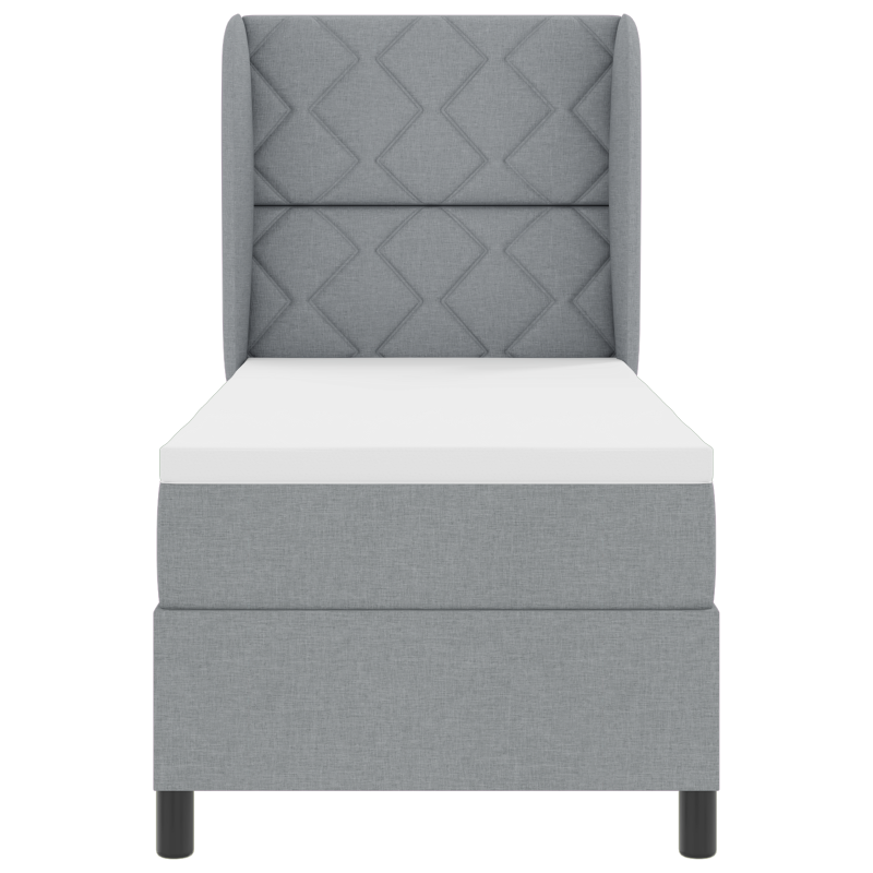 Boxspringbett mit Matratze in Hellgrau, 80x200 cm, Stoff